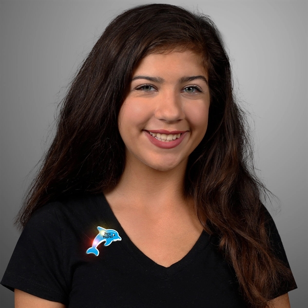 Blank or imprinted. LED light up dolphin flashing pin.... from ASI 34194 ALightPromos / Alight Promotional Products