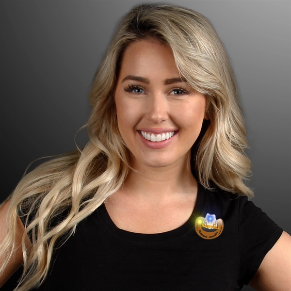 Blank or imprinted. Cowboy hat flashing pin, brown.... from ASI 34194 ALightPromos / Alight Promotional Products