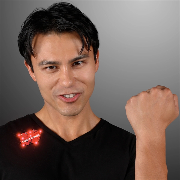 Blank or Imprinted flashing dice LED pin blinkies with military clutch.... from ASI 34194 ALightPromos / Alight Promotional Products