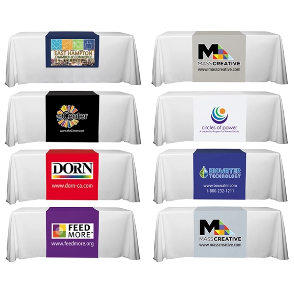 30"W x 60"L table runner made of polyester fabric with customization.... from ASI 62660 Innovation Line