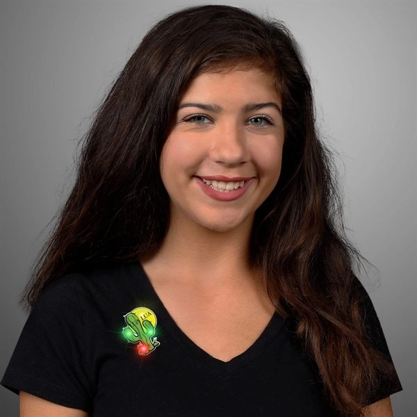 Blank or imprinted. Cactus flashing light pins with military clutch.... from ASI 34194 ALightPromos / Alight Promotional Products