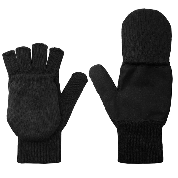 Acrylic/Wool blend glove/mitten combo with polyester lining, micro fiber synthetic leather... from ASI 90160 Suntex Industries
