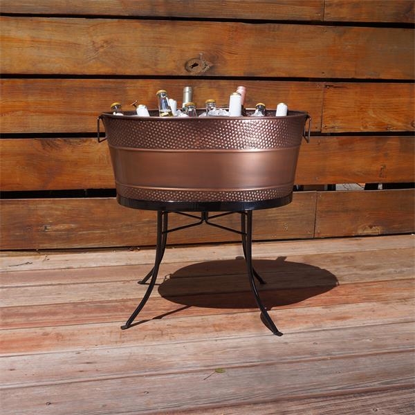 Large copper beverage tub with durable iron stand.  Bring your... from ASI 39839 BrekX