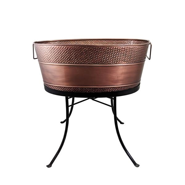 Large copper beverage tub with durable iron stand.  Bring your... from ASI 39839 BrekX