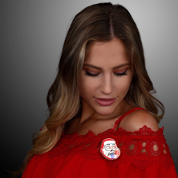 Blank or Imprinted. Light Up Flashing Classic Santa LED Pin.... from ASI 34194 ALightPromos / Alight Promotional Products
