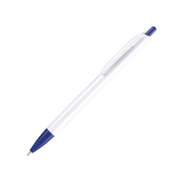 Plastic Pen - White barrel, colored tip and plunger... from ASI 44368 ZZ DROPPED -Cedar Crest Manufacturing / Cedar Crest