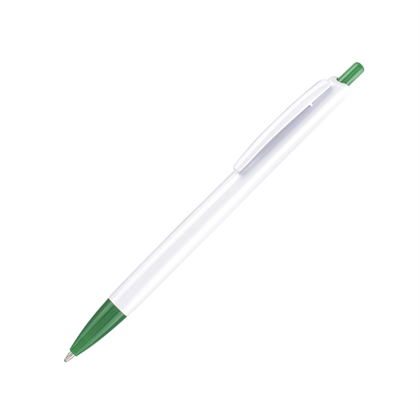 Plastic Pen - White barrel, colored tip and plunger... from ASI 44368 ZZ DROPPED -Cedar Crest Manufacturing / Cedar Crest