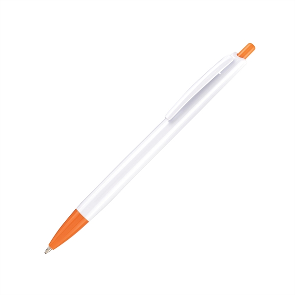 Plastic Pen - White barrel, colored tip and plunger... from ASI 44368 ZZ DROPPED -Cedar Crest Manufacturing / Cedar Crest