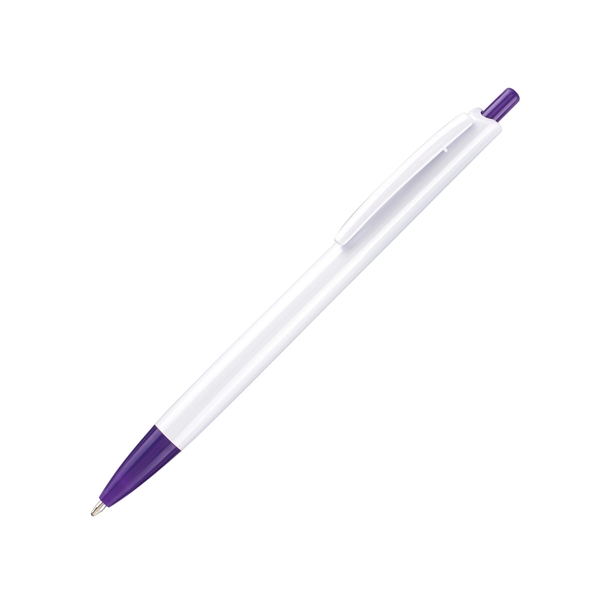 Plastic Pen - White barrel, colored tip and plunger... from ASI 44368 ZZ DROPPED -Cedar Crest Manufacturing / Cedar Crest