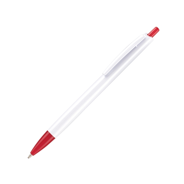 Plastic Pen - White barrel, colored tip and plunger... from ASI 44368 ZZ DROPPED -Cedar Crest Manufacturing / Cedar Crest