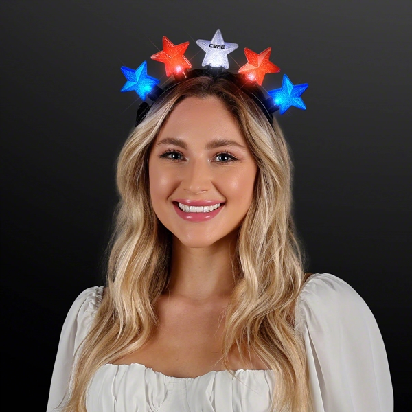 Light Up Stars Headband Red, White & Blue; BLANK & IMPRINT... from ASI 34194 ALightPromos