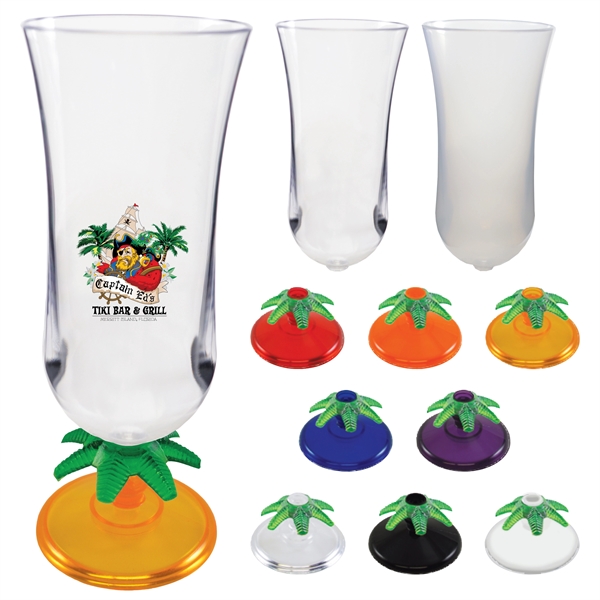 15 oz. Clear Plastic Hurricane Glass in 7 colors with Novelty... from ASI 61952 Howw Mfg Co Inc / Howw USA