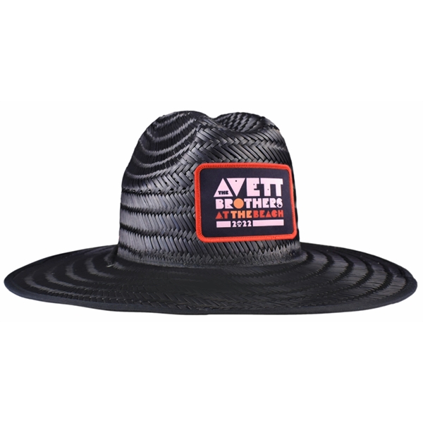 Custom Lifeguard Black Straw Hat with full color Patch and Custom... from ASI 72657 Active Life Promo / Active Life Promo