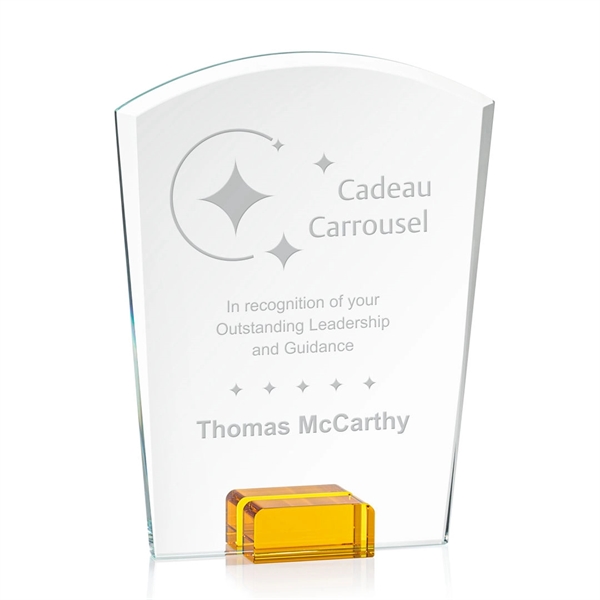 Unique curved top award with starfire optical crystal base.... from ASI 84592 St Regis Group / St Regis