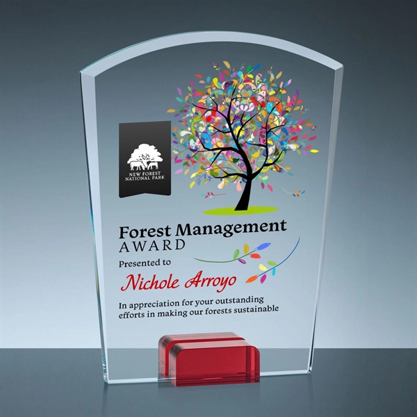 Unique curved top award with starfire optical crystal base.... from ASI 84592 St Regis Group / St Regis