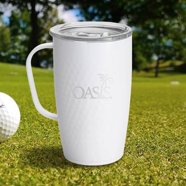 18 oz. travel mug with dimpled golf ball design.... from ASI 61005 Hirsch Gift Inc
