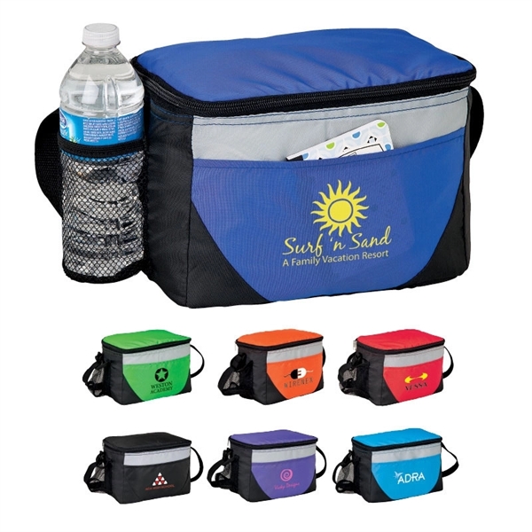 Lunch bag and cooler with 6-can zipper compartment, side mesh pocket,... from ASI 67866 Logomark/Valumark