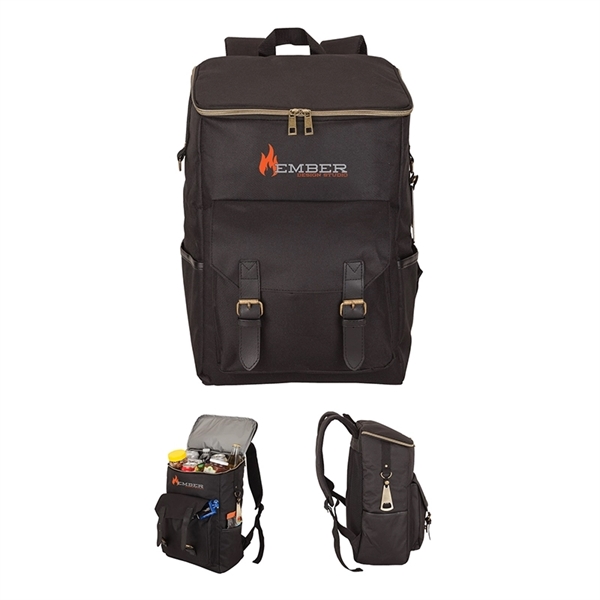 Backpack cooler made from polyester with PEVA lining; includes bottle opener... from ASI 67866 Logomark/Valumark