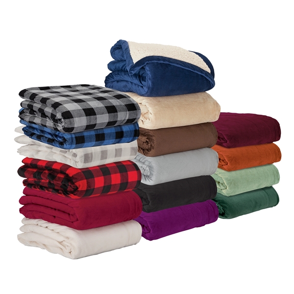 Luxurious ultra plush faux sherpa blanket on one side and micro... from ASI 40544 Binaco