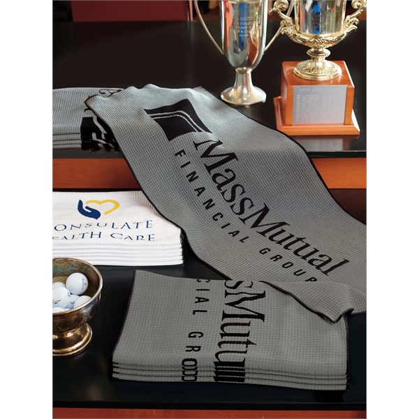 17" x 40" microfiber waffle weave towel that drapes over a... from ASI 91605 Towel Specialties