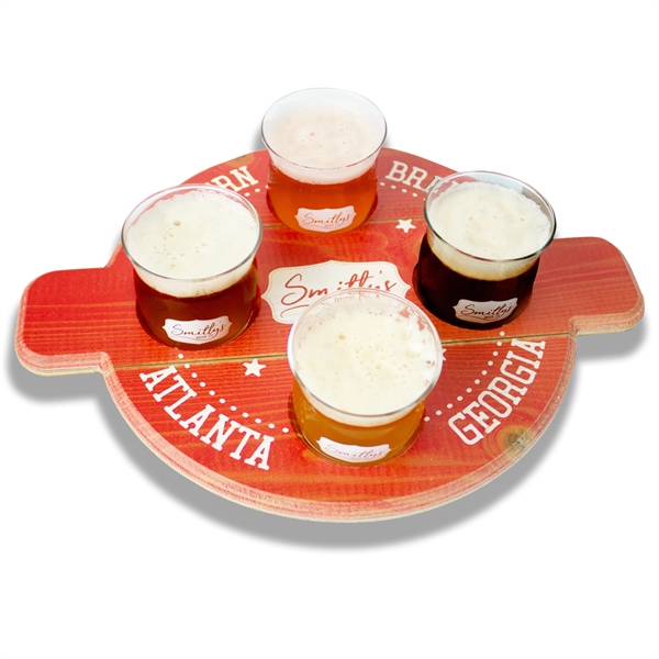 Wooden beer flight tray with routed edged and 4 holes.... from ASI 50120 Dixie Seal & Stamp Co Inc / Dixiline