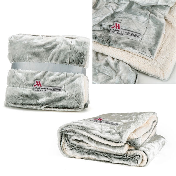 Velvet Sherpa blanket packaged with gray ribbon.... from ASI 88060 Snugz/USA Inc / Sweda®