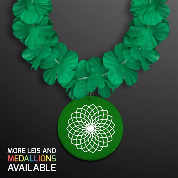 Green Flower Lei Necklace with Green Medallion (Non-Light Up). Domestic &... from ASI 34194 ALightPromos / Alight Promotional Products