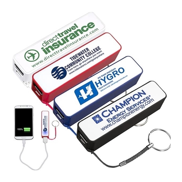 Keyring power bank with a 2200 mAh battery, White tuck box... from ASI 37218 Athena Promo (tm)