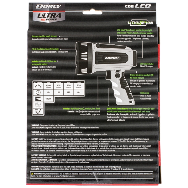 Rechargeable spotlight with a kickstand, trigger lock, 4,400mAh battery, power bank,... from ASI 84514 Safety Made