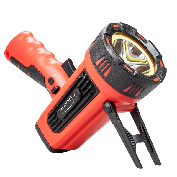 Rechargeable spotlight with a kickstand, trigger lock, 4,400mAh battery, power bank,... from ASI 84514 Safety Made
