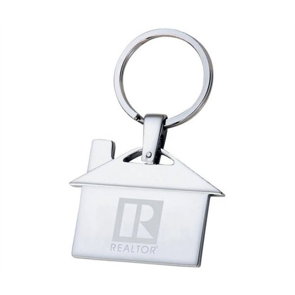 House-shaped metal keychain with laser engraving on one location... from ASI 37218 Athena Promo (tm)