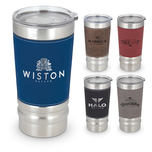 20 oz. Laser engraved leatherette wrap tumbler.... from ASI 46755 Cosmo Promos