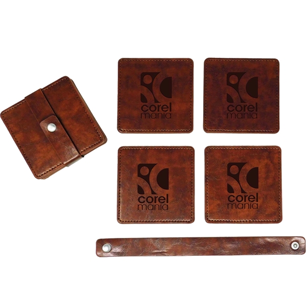 Faux square leather coasters made from a classic PU (polyurethane) leather... from ASI 61966 HPG / Beacon Promotions HPG Gold