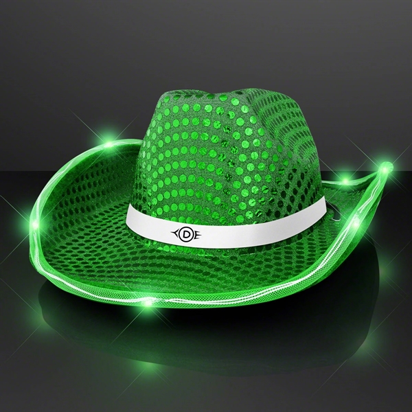 Blank or imprinted. Sequin Cowboy Hat with LED Brim.... from ASI 34194 ALightPromos / Alight Promotional Products