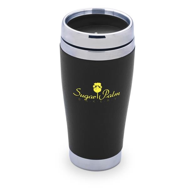 Aristocrat 16 oz. Stainless Steel Tumbler with Leatherette Wrap.... from ASI 46755 Cosmo Promos