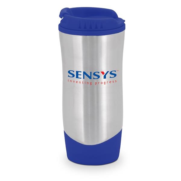 16 oz. stainless steel travel mug with colorful plastic liner.... from ASI 46755 Cosmo Promos