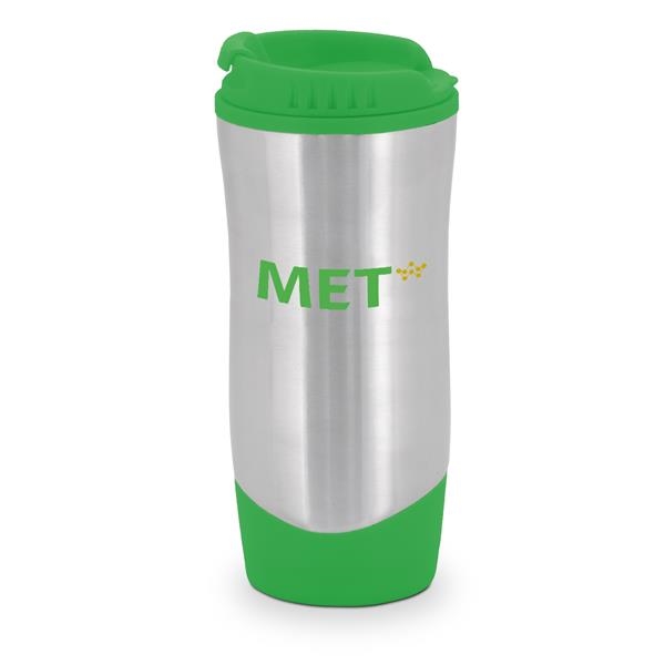 16 oz. stainless steel travel mug with colorful plastic liner.... from ASI 46755 Cosmo Promos