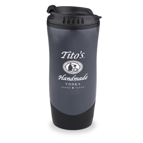 16 oz. stainless steel travel mug with colorful plastic liner.... from ASI 46755 Cosmo Promos