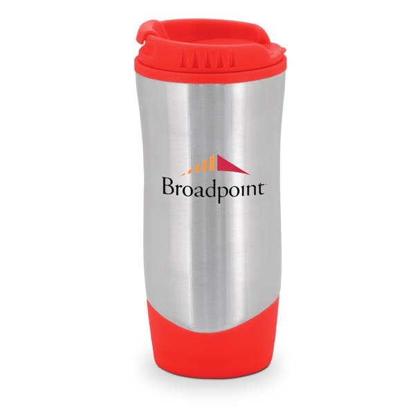 16 oz. stainless steel travel mug with colorful plastic liner.... from ASI 46755 Cosmo Promos