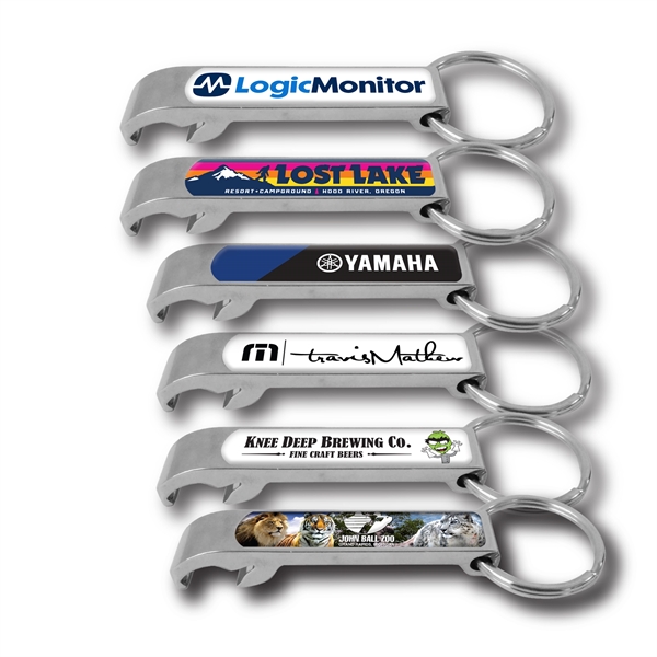 Chrome bottle opener with a heavy-duty split ring and gel coating... from ASI 63073 Openers.Beer