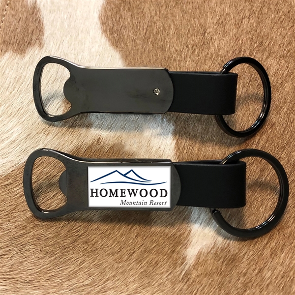 Chrome bottle opener with a heavy-duty split ring and gel coating... from ASI 63073 Openers.Beer