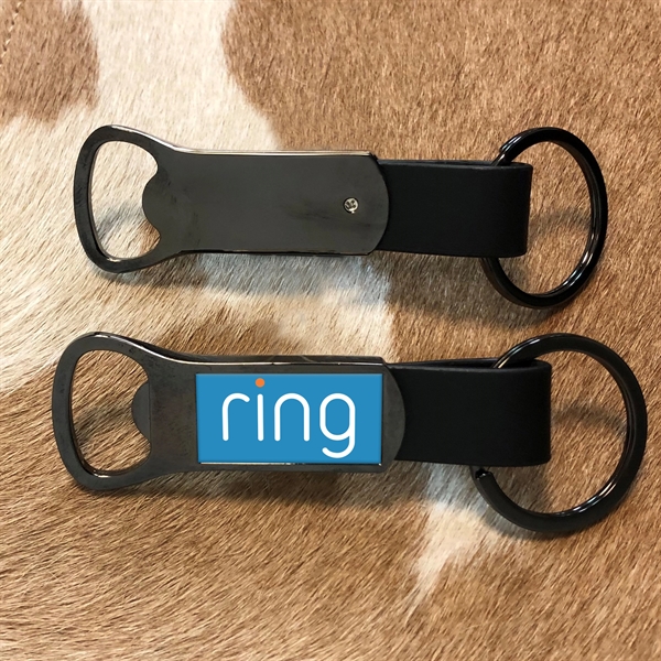 Chrome bottle opener with a heavy-duty split ring and gel coating... from ASI 63073 Openers.Beer