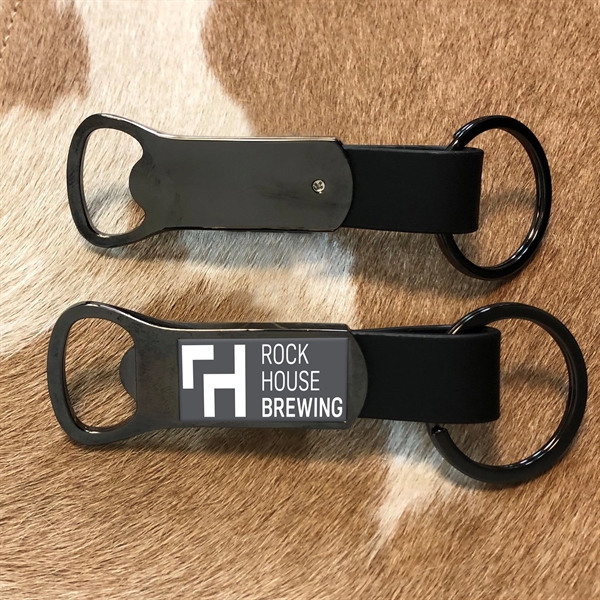 Chrome bottle opener with a heavy-duty split ring and gel coating... from ASI 63073 Openers.Beer