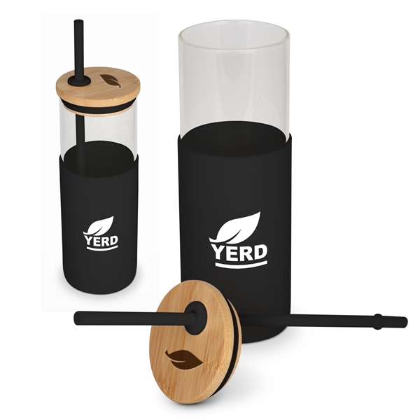 24oz. Glass Tumbler w/Bamboo Lid, Silicone Sleeve & Straw.... from ASI 46755 Cosmo Promos