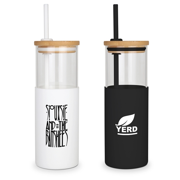 24oz. Glass Tumbler w/Bamboo Lid, Silicone Sleeve & Straw.... from ASI 46755 Cosmo Promos