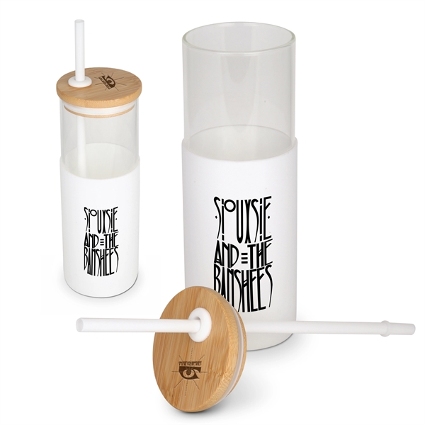 24oz. Glass Tumbler w/Bamboo Lid, Silicone Sleeve & Straw.... from ASI 46755 Cosmo Promos