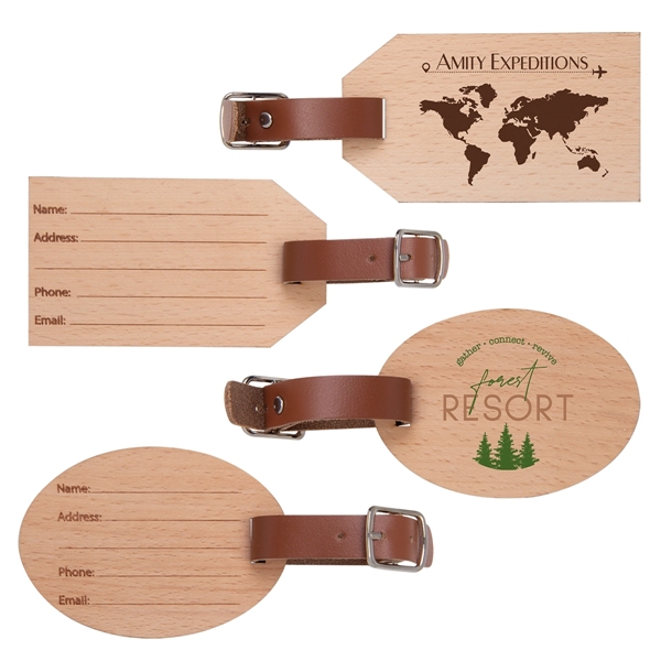 Wooden luggage tag, with laser engraved contact details and custom imprinting.... from ASI 62190 Illini