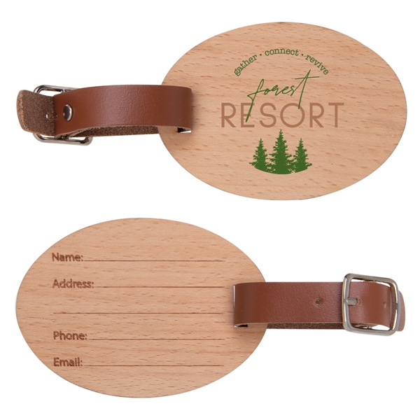 Wooden luggage tag, with laser engraved contact details and custom imprinting.... from ASI 62190 Illini