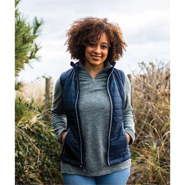 Women's quilted vest with stand-up collar and chin guard.... from ASI 44620 Charles River Apparel