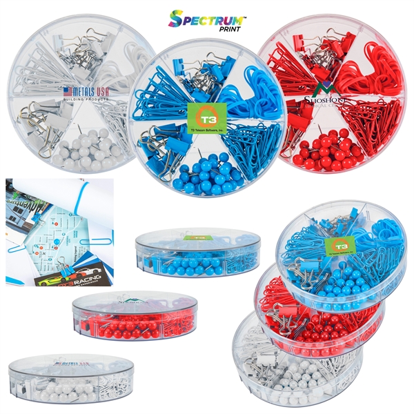 Desk accessories kit with binder clips, paper clips, push pins and... from ASI 88060 Snugz/USA Inc / Sweda®